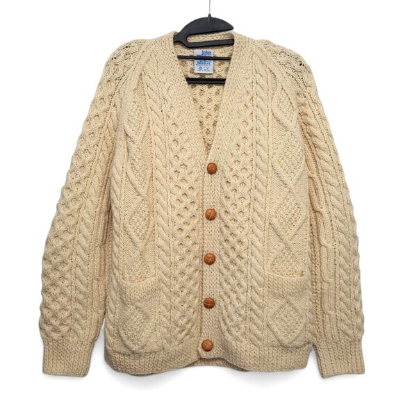 Vintage John Molloy Irish Wool Aran Cable Knit Cardigan - Picture 9 of 11
